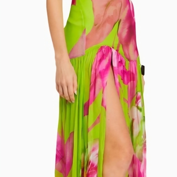 Retrofete Lime & Fuchsia Strapless Floral Maxi Gown - Picture 4 of 8